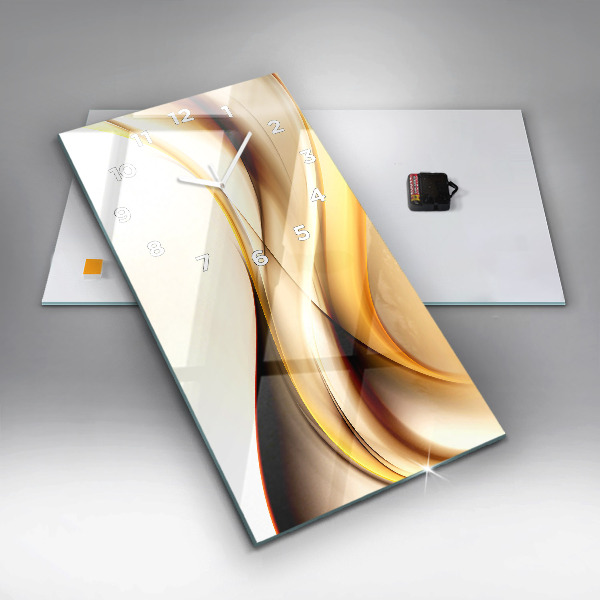 Ceas vertical de perete din sticlă Abstracția valurilor