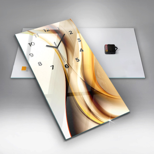 Ceas vertical de perete din sticlă Abstracția valurilor