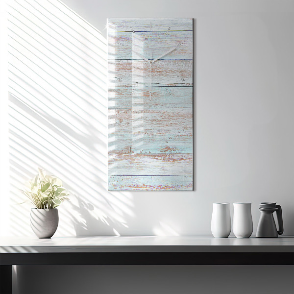 Ceas vertical de perete din sticlă Lemn pastel