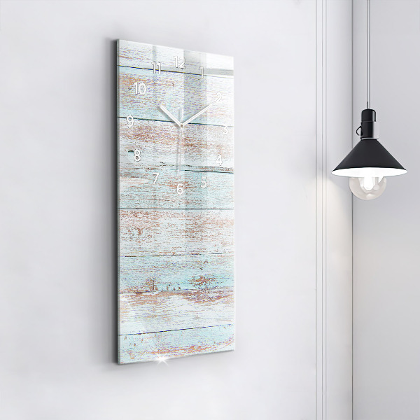 Ceas vertical de perete din sticlă Lemn pastel