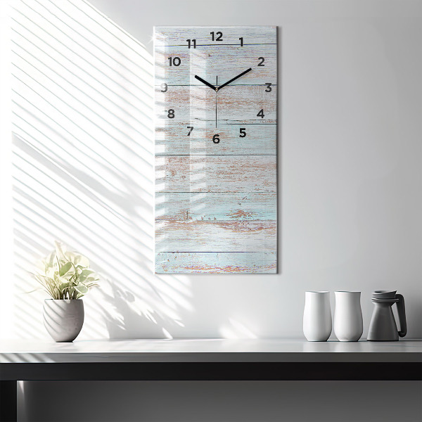 Ceas vertical de perete din sticlă Lemn pastel