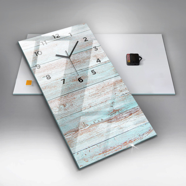 Ceas vertical de perete din sticlă Lemn pastel