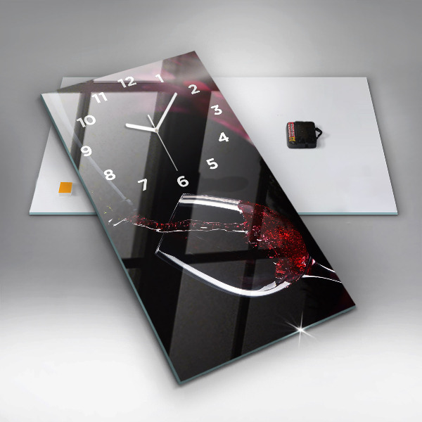 Ceas vertical de perete din sticlă Vin roșu