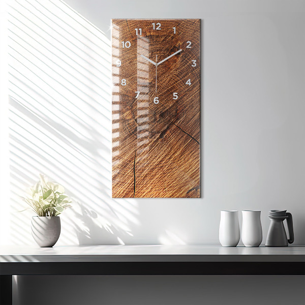 Ceas vertical de perete din sticlă Lemn decorativ