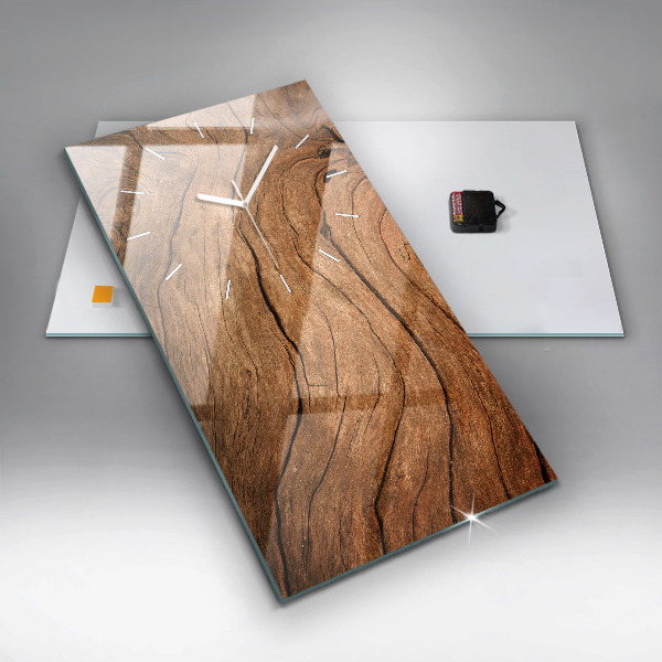 Ceas vertical de perete din sticlă Lemn vechi