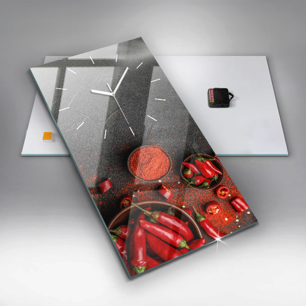 Ceas vertical de perete din sticlă Ardei roșii