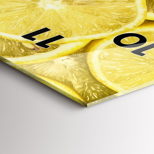 Ceas vertical de perete din sticlă Felii de lamaie