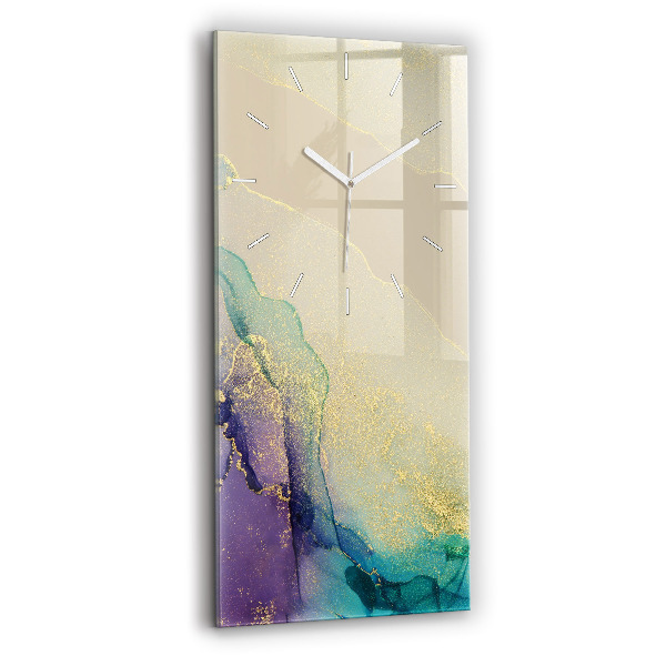 Ceas vertical de perete din sticlă Abstracția culorilor