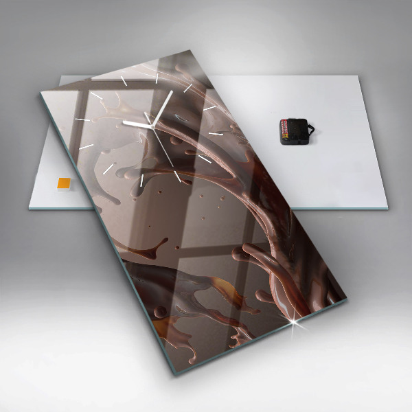 Ceas vertical de perete din sticlă Valuri de cacao