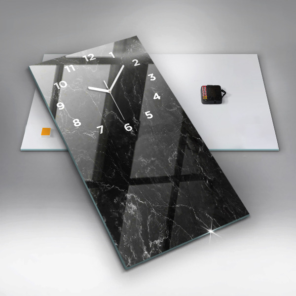 Ceas vertical de perete din sticlă Marmură neagră
