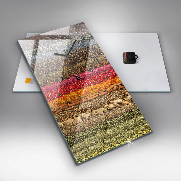 Ceas vertical de perete din sticlă Rânduri de condimente