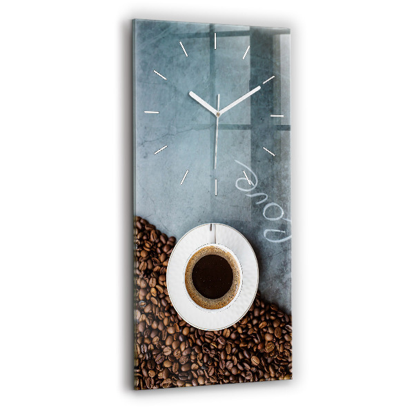 Ceas vertical de perete din sticlă O ceașcă de cafea