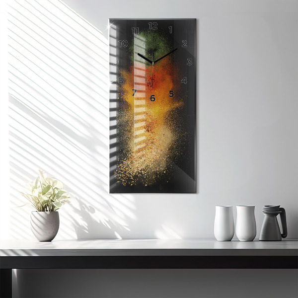 Ceas vertical de perete din sticlă Condimentele vărsate