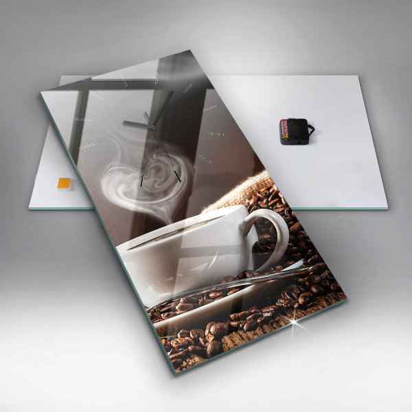 Ceas vertical de perete din sticlă O ceașcă de cafea