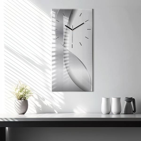 Ceas vertical de perete din sticlă Abstracția argintului