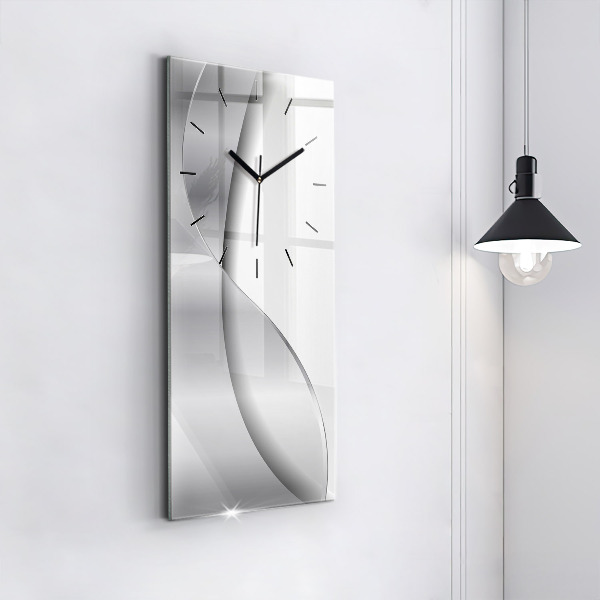 Ceas vertical de perete din sticlă Abstracția argintului