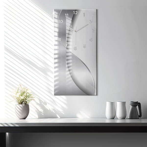 Ceas vertical de perete din sticlă Abstracția argintului