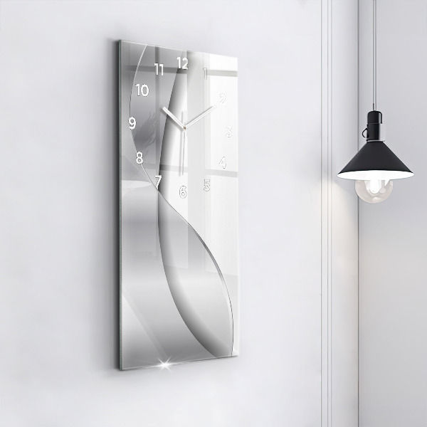 Ceas vertical de perete din sticlă Abstracția argintului