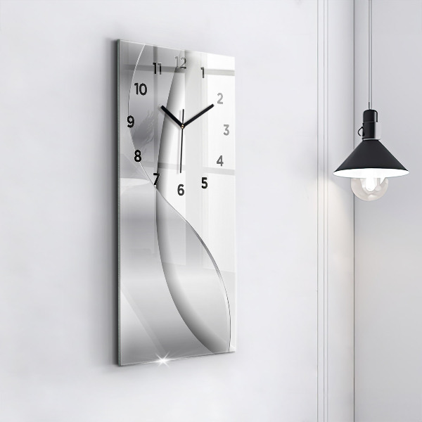 Ceas vertical de perete din sticlă Abstracția argintului