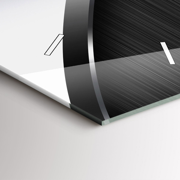 Ceas vertical de perete din sticlă Linii negre și argintii