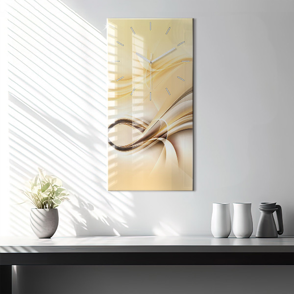 Ceas vertical de perete din sticlă Valuri abstracte