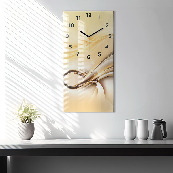 Ceas vertical de perete din sticlă Valuri abstracte