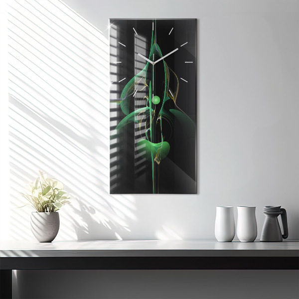 Ceas vertical de perete din sticlă Abstracția verde