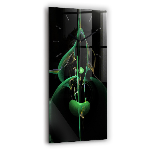 Ceas vertical de perete din sticlă Abstracția verde