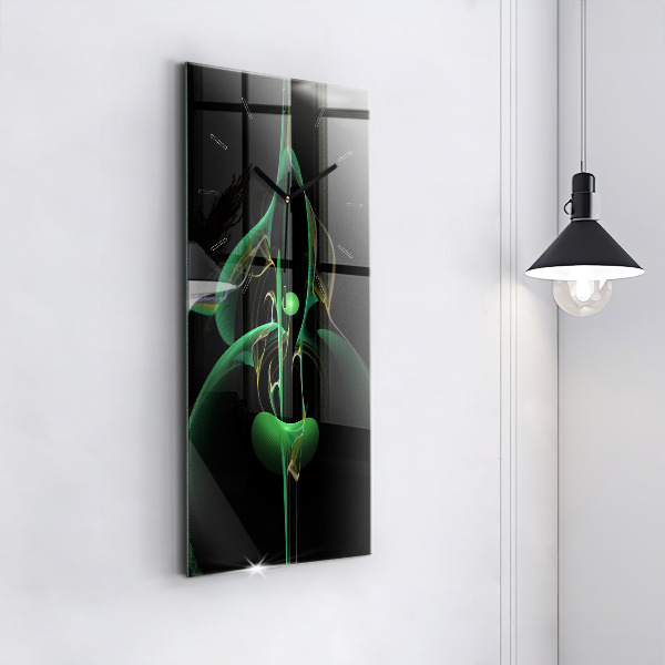 Ceas vertical de perete din sticlă Abstracția verde