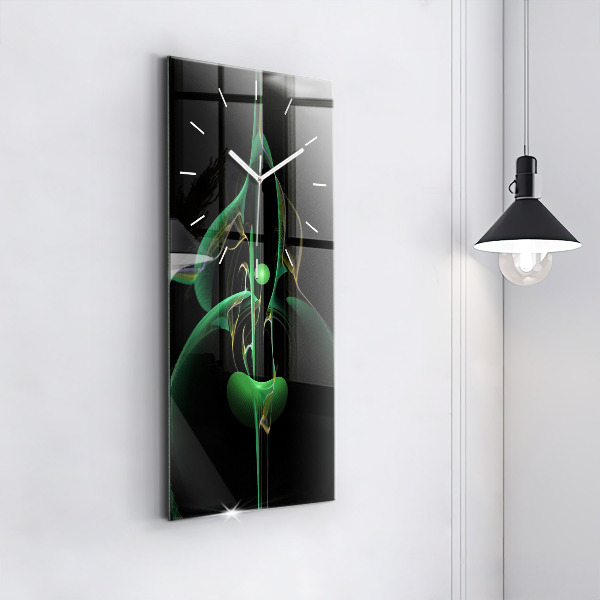 Ceas vertical de perete din sticlă Abstracția verde