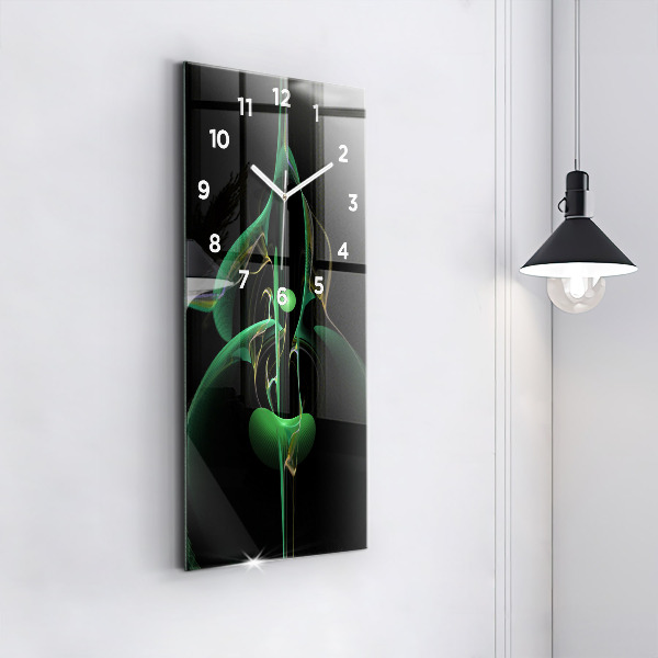 Ceas vertical de perete din sticlă Abstracția verde