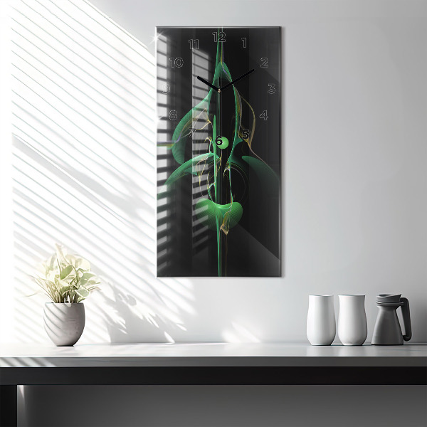 Ceas vertical de perete din sticlă Abstracția verde