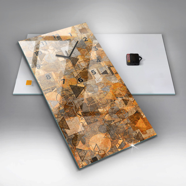 Ceas vertical de perete din sticlă Forme geometrice