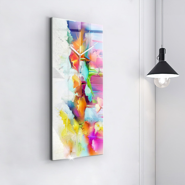 Ceas vertical de perete din sticlă Flori abstracte