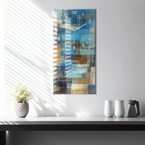 Ceas vertical de perete din sticlă Fundal colorat – abstracție