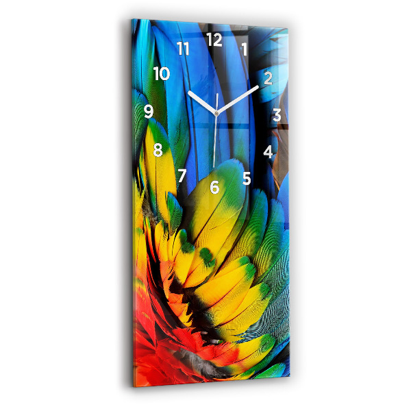 Ceas vertical de perete din sticlă Aripi de pasăre colorate
