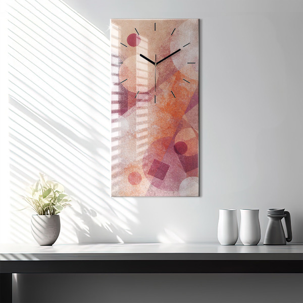Ceas vertical de perete din sticlă Abstracția geometrică