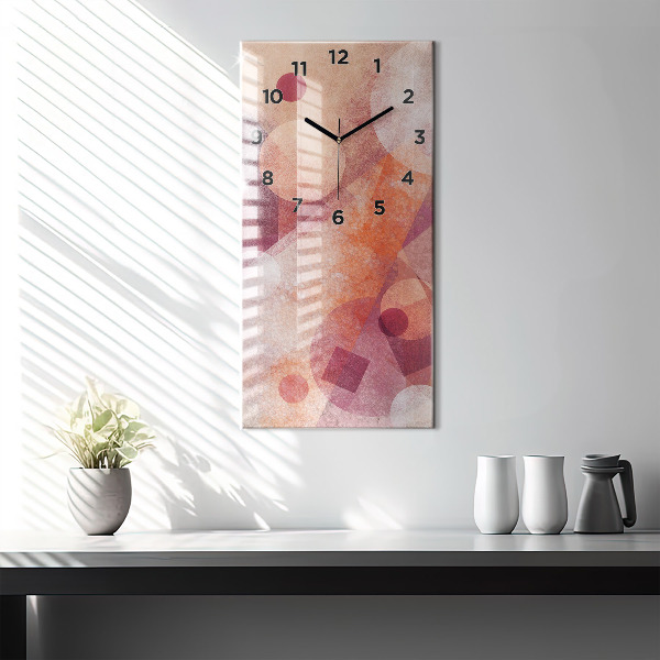 Ceas vertical de perete din sticlă Abstracția geometrică