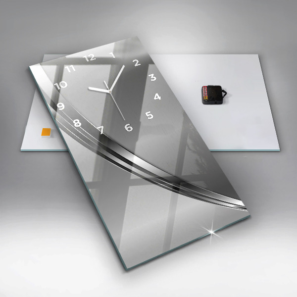 Ceas vertical de perete din sticlă Linii de argint