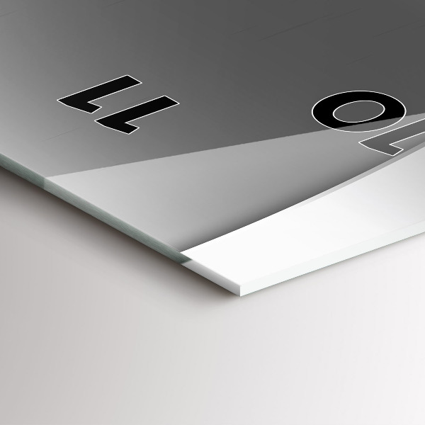 Ceas vertical de perete din sticlă Linii de argint