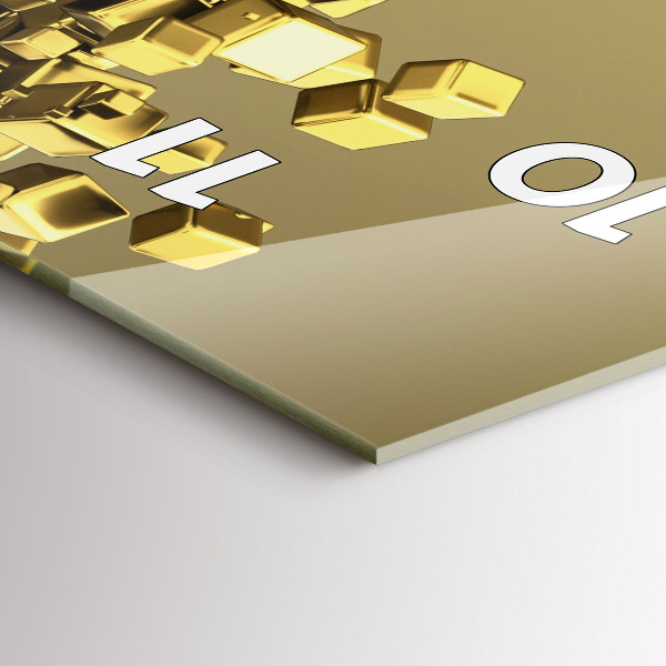 Ceas vertical de perete din sticlă Pătrate de aur