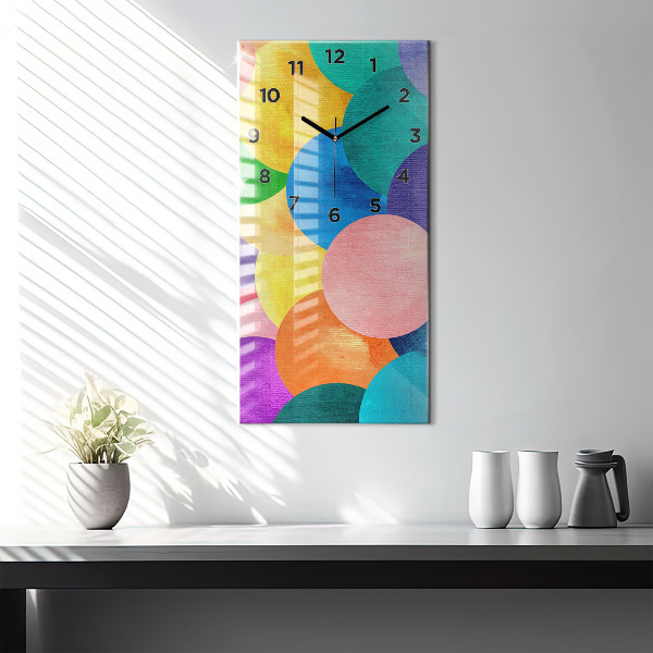 Ceas vertical de perete din sticlă Cercuri abstracte