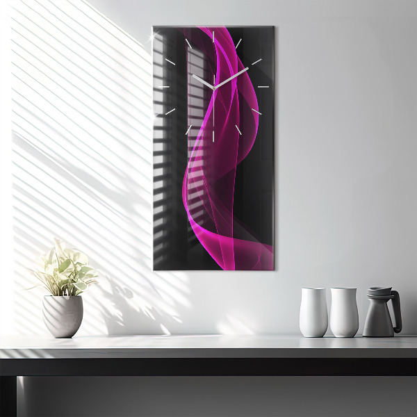 Ceas vertical de perete din sticlă Abstracție roz