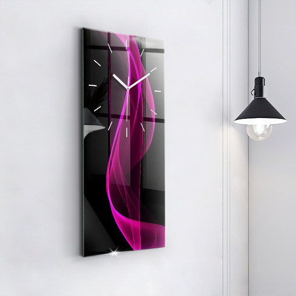 Ceas vertical de perete din sticlă Abstracție roz