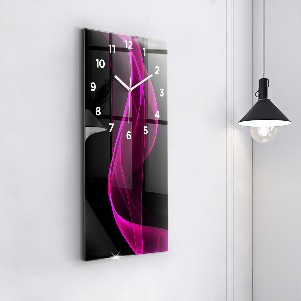 Ceas vertical de perete din sticlă Abstracție roz