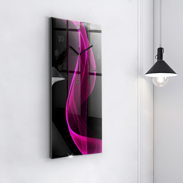Ceas vertical de perete din sticlă Abstracție roz