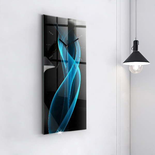 Ceas vertical de perete din sticlă Abstracția albastră