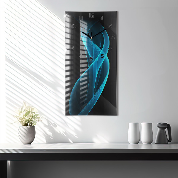 Ceas vertical de perete din sticlă Abstracția albastră