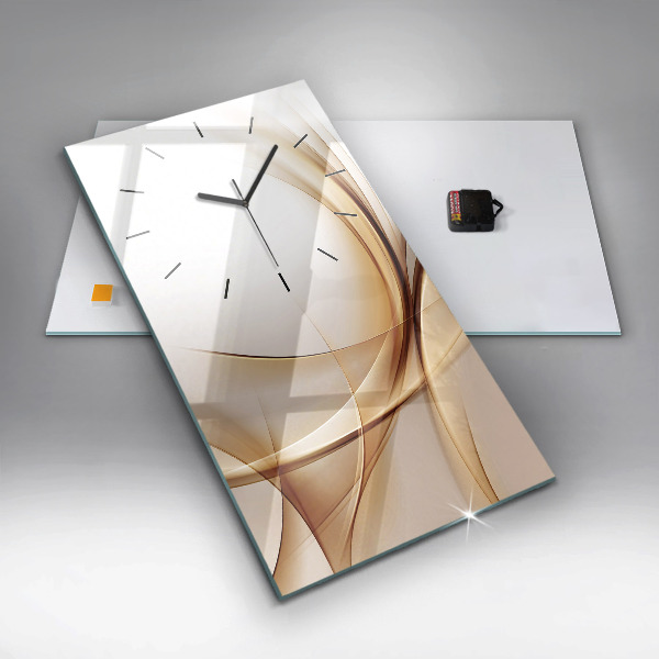 Ceas vertical de perete din sticlă Abstracția aurie