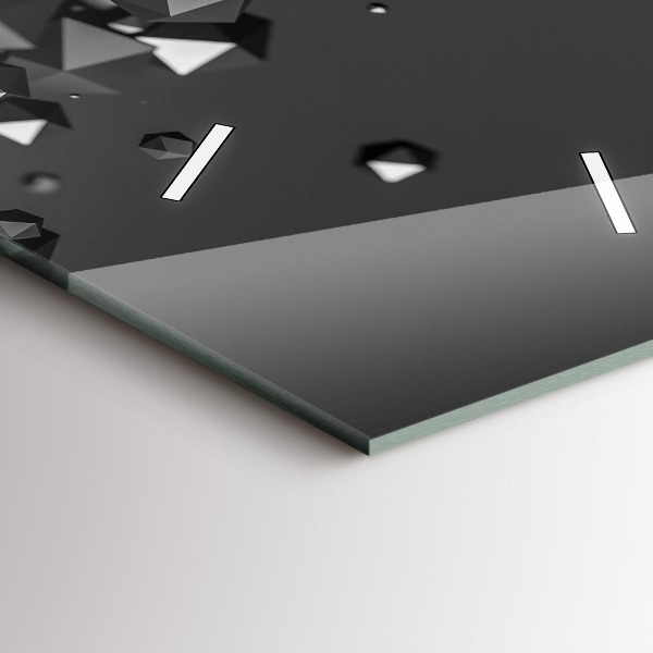 Ceas vertical de perete din sticlă Abstracția neagră